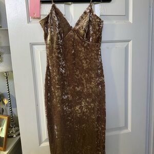 Chic Strapless Brown Velvet Dress